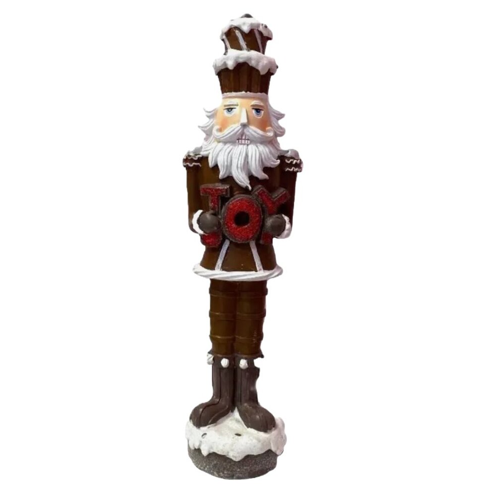 Christmas Brown Gingerbread House Red JOY Cupcake 16" NUTCRACKER Resin Decor NEW
